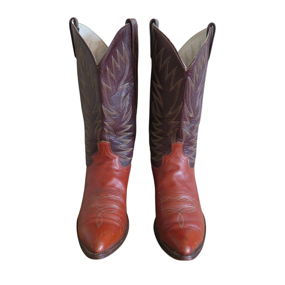 Dan Post Mens Brown Tan Leather Flame Embroidered Western Cowboy Boots 9.5 B - Picture 2 of 8